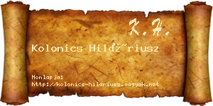 Kolonics Hiláriusz névjegykártya